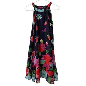 Betsey Johnson Dress Women Size 2 Floral Chiffon Swing Cottagecore Fairy Lined